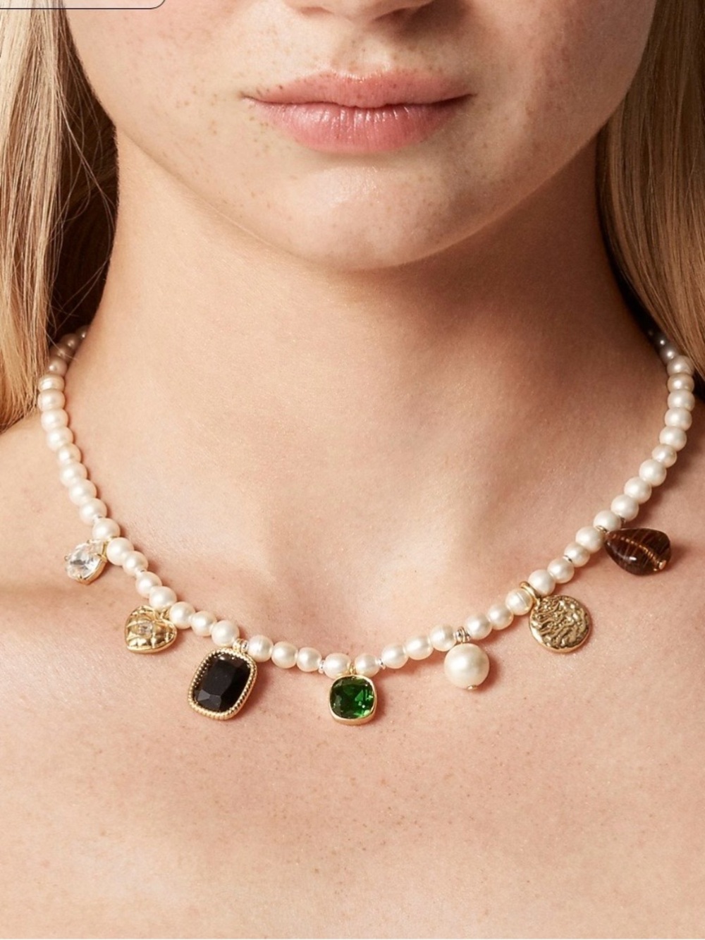J. Crew Pearl Charm Necklace
